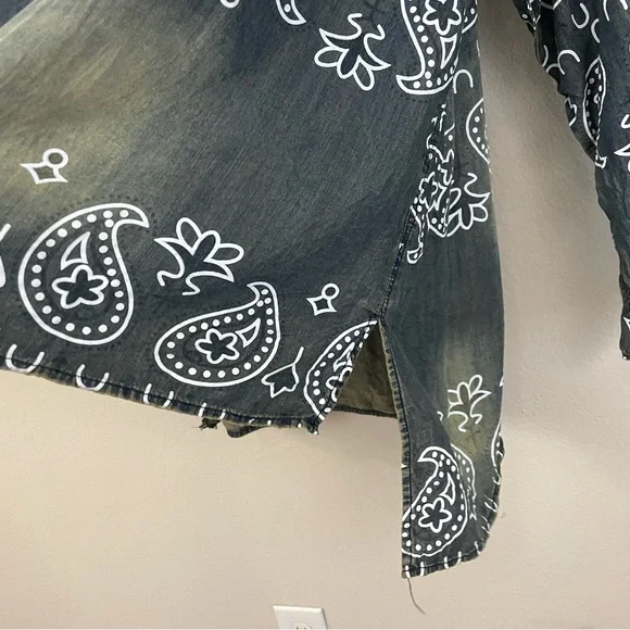 Jaded Gypsy Bandana Print Oversized Denim Starburst Top Size L/XL - Picture 6 of 8